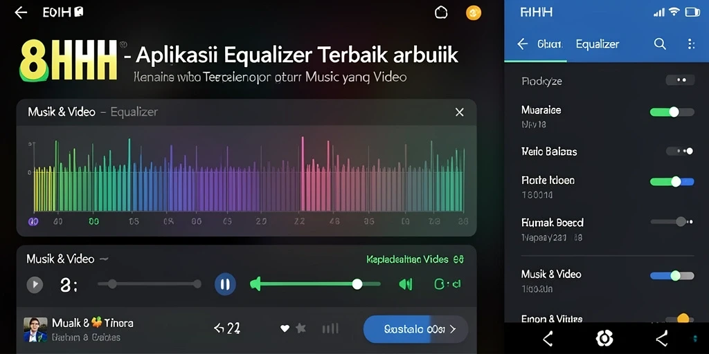 Tampilan antarmuka aplikasi Equalizer 8HHH yang menarik dan fungsional.