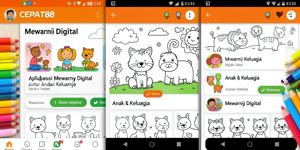 Antarmuka CEPAT88 yang ramah anak dengan berbagai pilihan gambar untuk mewarnai.