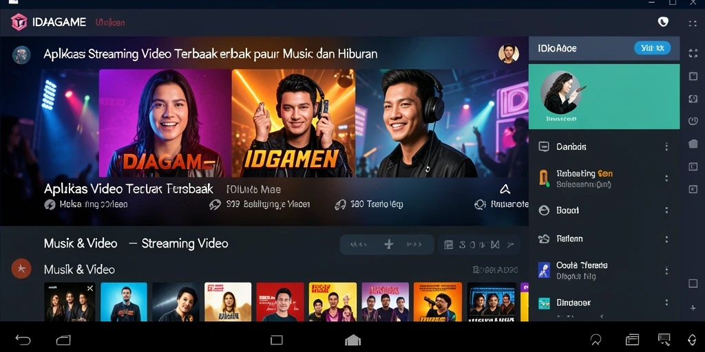 Antarmuka pengguna IDAGAME dengan fitur Streaming Video yang menarik.