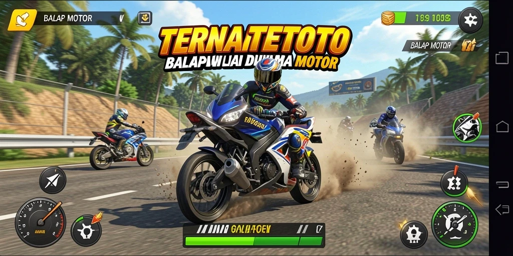 Antarmuka balapan motor yang menawan dan dinamis.